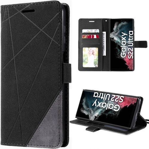 Coque Intégrale Pour Samsung S22 Ultra - Housse À Rabat En Cuir Pu - Noir - E.F.Connection