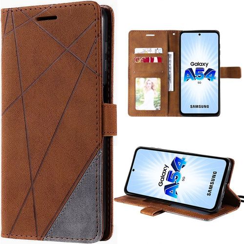 Coque Pour Samsung Galaxy A54 5g Protection Antichoc Anti-Rayures Synthécuir Marron - E.F.Connection