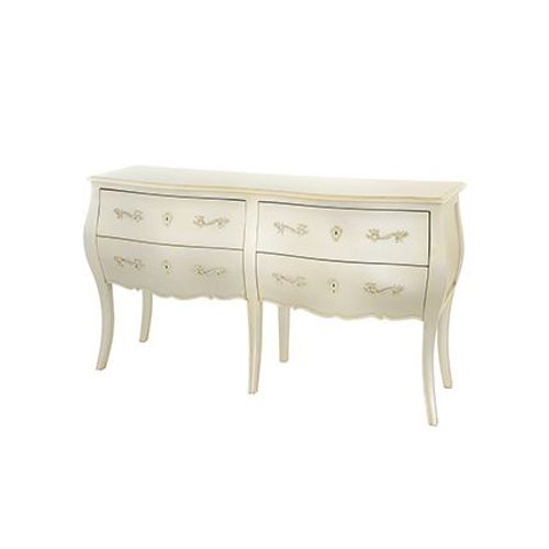 Commode Double 4 Tiroirs 140x40x80 Cm Argenté - Charmy Gris