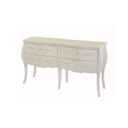 Commode Double 4 Tiroirs 140x40x80 Cm Blanc - Charmy