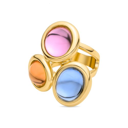 Luxenter Longki Bague En Cristal Multicolore En Or Jaune 18 Carats.