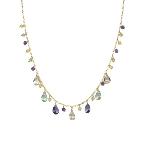 Collier Luxenter En Argent 925 Avec Fluorite Finie En Or Jaune 18k - Sereo
