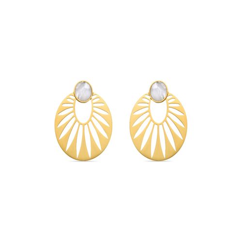 Boucles D'oreilles Luxenter En Nacre Blanche Finies En Or Jaune 18 Carats - Elbi