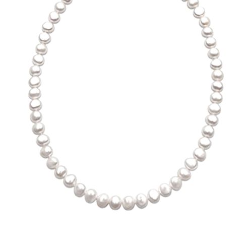 Collier Luxenter En Argent 925 Avec Perle Blanche Finie En Or Jaune 18k - Kipepeo