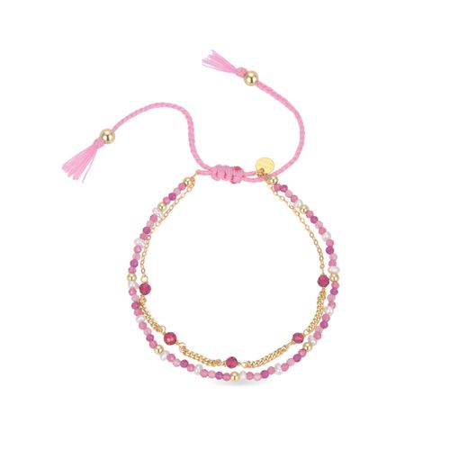 Bracelet Luxenter En Argent 925 Avec Cristal Rose Et Or Jaune 18k - Raknis