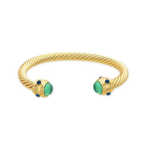 Bracelet En Cristal Vert Luxenter Sirose En Or Jaune 18 Carats.