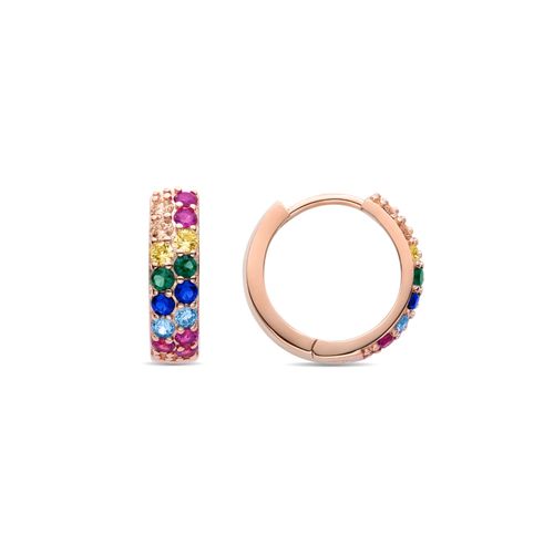Boucles D'oreilles Luxenter En Argent 925 Avec Zircon Multicolore Et Finition En Or Rose 18k - Imewa