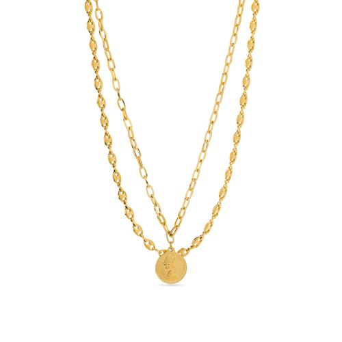Collier Luxenter Takson En Acier Inoxydable Et Or Jaune 18 Carats.