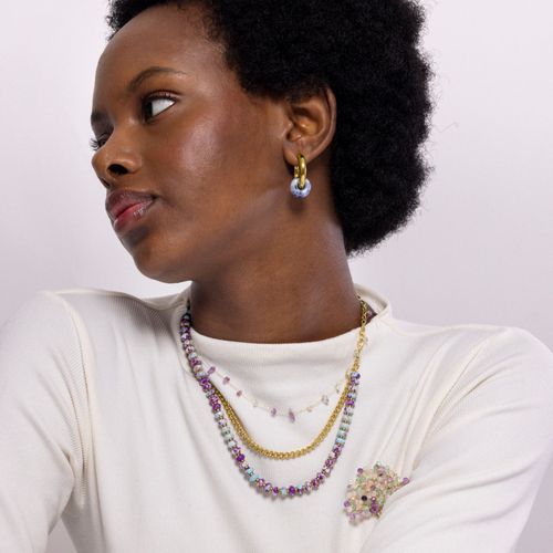 Collier Luxenter En Acier Inoxydable Hidao Fini En Or Jaune 18 Carats.