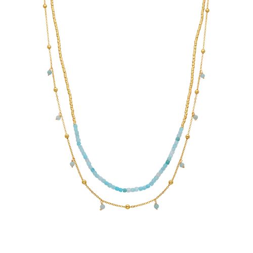 Collier Luxenter Akya Turquoise En Or Jaune 18 Carats.