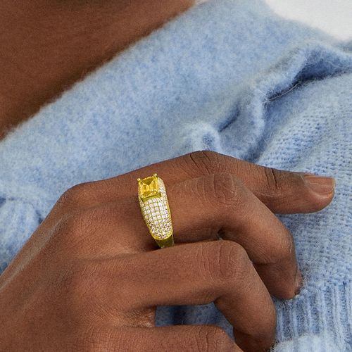 Bague Luxenter En Argent 925 Avec Padparadscha Finie En Or Jaune 18k - Tany