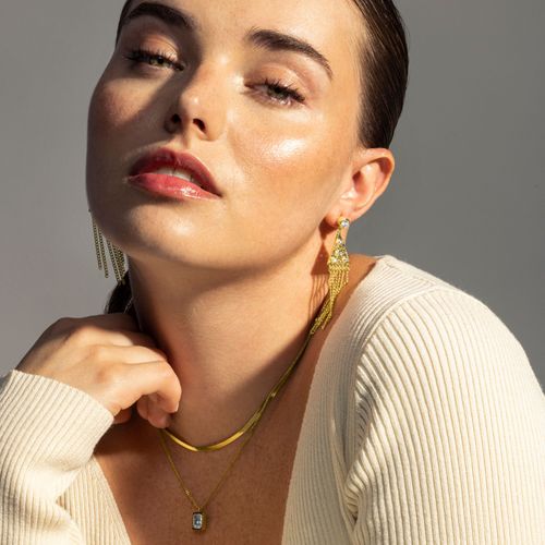 Collier Luxenter Beda En Nacre Blanche Finie En Or Jaune 18 Carats.