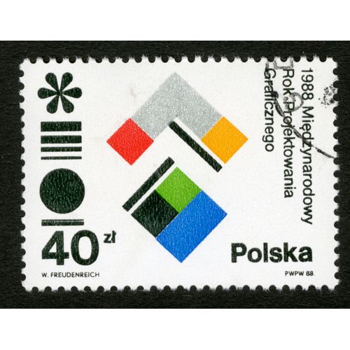 Timbre Oblitéré Polska, 1988 Miedzynarodowy Rok Projektowania Graficznego, Freudenreich, 40 Zl