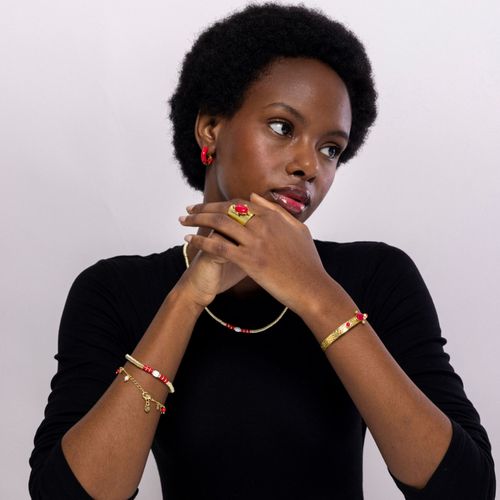 Bracelet Luxenter En Métal Sumuna Coral Fini En Or Jaune 18k.
