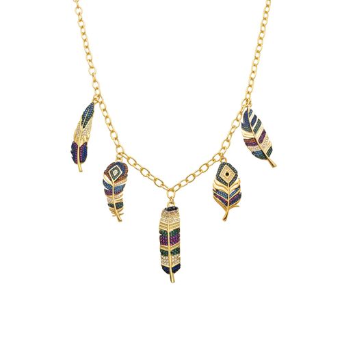 Collier Luxenter En Métal Muisem Avec Des Zircons Multicolores Finis En Or Jaune 18k.