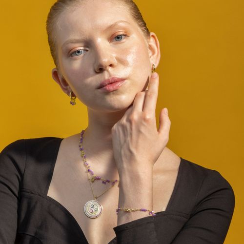 Collier Luxenter Avec Zircon Multicolore En Or 18 Carats - Purma
