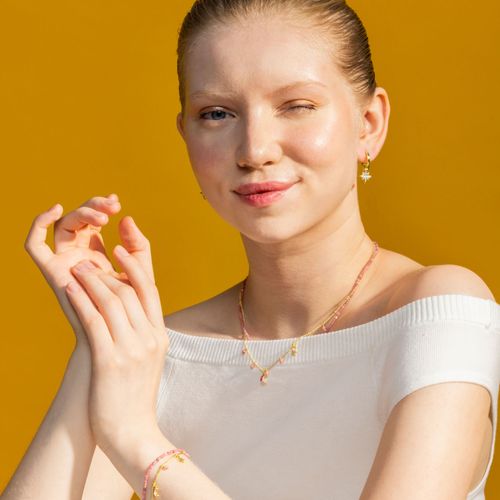Collier Luxenter Avec Cristal Rose Finition Or 18k - Ethal