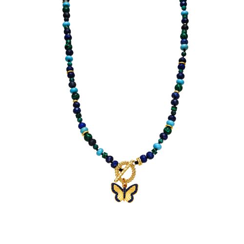 Collier Luxenter Avec Lapis Lazuli Naturel Finition Or 18k - Arru