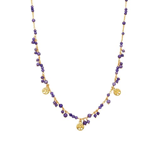 Collier Luxenter Avec Cristal Violet Finition Or 18k - Totez