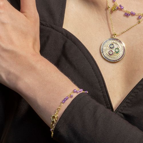 Bracelet Luxenter Avec Cristal Violet En Or 18 Carats - Totez