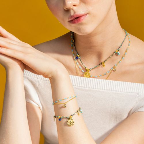 Bracelet Luxenter Avec Cristal Bleu Finition Or 18k - Zinli