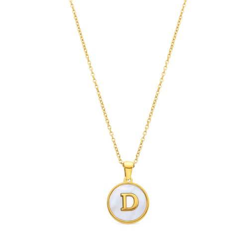 Collier Luxenter En Nacre Blanche Finie En Or Jaune 18k - Alphabet