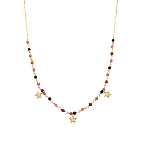 Luxenter Ryfos Collier De Cristaux Multicolores En Or 18 Carats.
