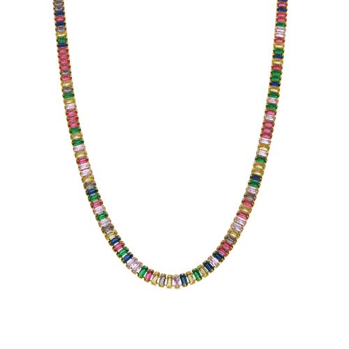 Luxenter Collier De Zircons Multicolores En Or Jaune 18 Carats - Gorys
