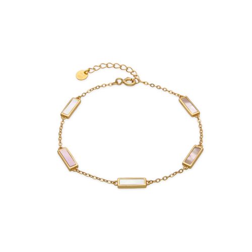Bracelet Luxenter En Argent 925 Et Nacre Blanche Finition Or 18 Carats - Limy