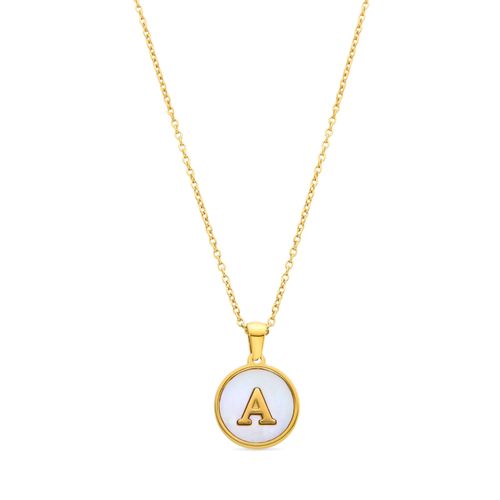 Collier Luxenter En Nacre Blanche Finie En Or Jaune 18k - Alphabet