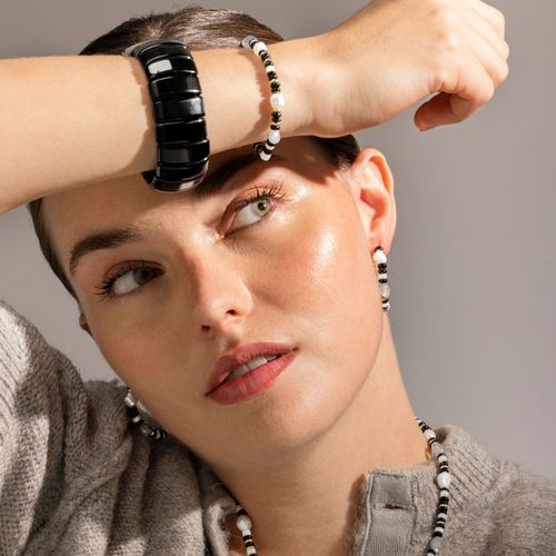 Bracelet Luxenter En Argent 925 Et Onyx Avec Finition En Or 18k - Nanys