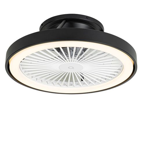 Qazqa Moderne Smart Plafondventilator Zwart Incl. Led Met Afstandsbediening - Dave Acier /Plastique Noir Rond / Luminaire / Lumiere / ÃClairage / Intã©Rieur Led (Non Remplaã§Able) Max. 1 X...