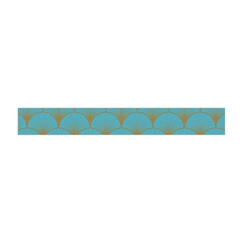 Masking Tape - Éventail Bleu Sur Fond Doré - Repositionnable - 15 Mm X 10 M