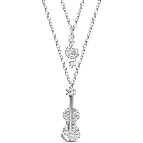 Zag Collier Femme Sautoir En Argent Pur 925 Sterling Chaine Avec Pendentif Violon De Neige Et Pierre De Lune Bijoux Pour Femme Cadeau Pour Noel Saint-Valentin