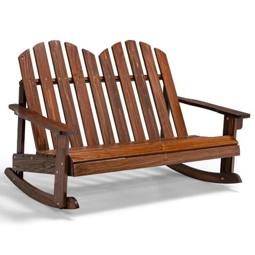 Fauteuil À Bascule Jardin En Bois De Sapin 2 Places Pour Enfants De 3 Ans+ Avec Inclinaison 30°Charge 100 Kg Marron Helloshop26 20_0006733