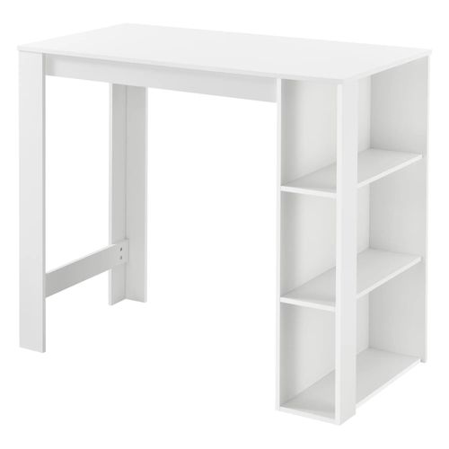Table De Bar Design Avec Surfaces De Rangement Table Bistrot Avec 3 Étagères Panneaux De Particules 110 X 50 X 103 Cm Blanc Helloshop26 03_0006204