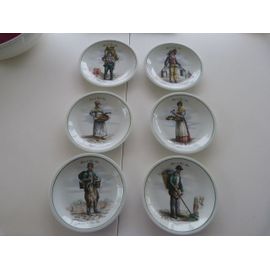 Ensemble 6 Assiettes Collection Porcelaine Du Berry Métiers Du Vieux Paris