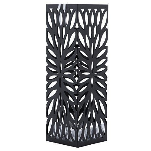 Porte parapluies en métal carré avec un plateau et crochet 49 cm noir Helloshop26 3512026