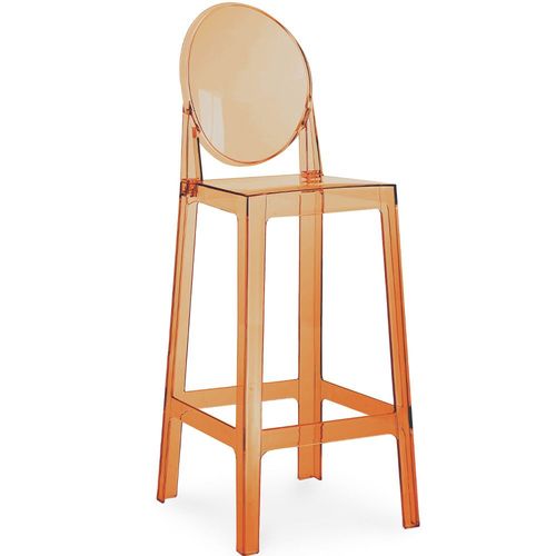 Tabouret De Bar Avec Dossier Victoire - 75cm - Design Transparent Orange Transparent