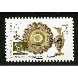 Timbre Oblitéré Les Arts De La Table ,Porcelaine & Faïence En France, Aiguière, Production Sèvres, Lettre Verte, France, La Poste