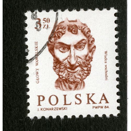 Timbre Oblitéré Polska, Glowy Wawelskie, Wladca Wschodni, 1984, Konarzewski, 3,50 Zl