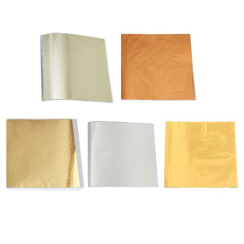 100 Feuilles De Papier Imitation Feuille D'or Pour Peinture, Résine Artisanat Nail Art