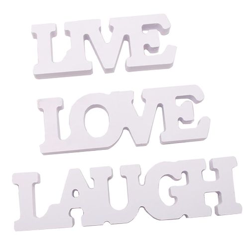 Enseigne murale découpée en bois blanc, 3 pièces/ensemble, Art de rire en direct, amour, cérémonie de mariage, décoration murale, cadeau pour Couples