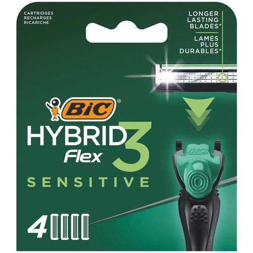 Bic Box 4 Recharges Hybrid 3 Sensitive - Rasoir Syst¿Me Homme - 3 Lames Mobiles 