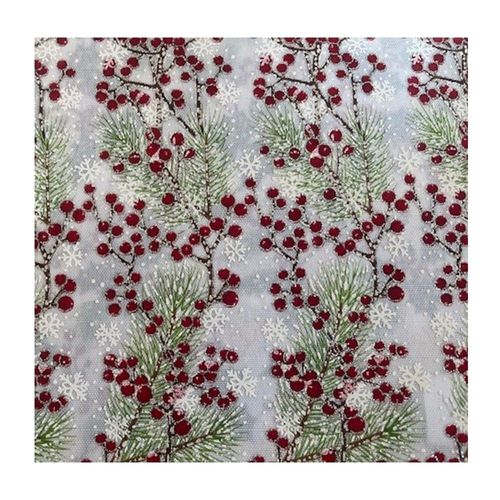Chemin De Table Tissu Baies Neige 28cmx3m