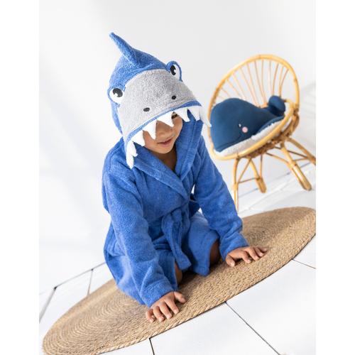 Peignoir De Bain Enfant Requin Éponge Coton - 340g/M² - Colombine Des Petits - Bleu