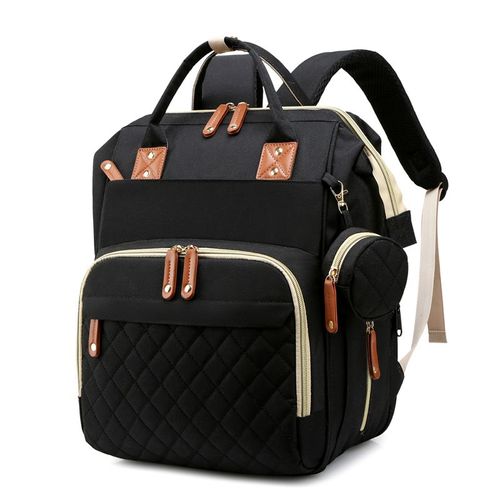 Sac à Dos à Langer avec lit bébé en Nylon Multifonction Imperméable 32*23 *42cm-noir