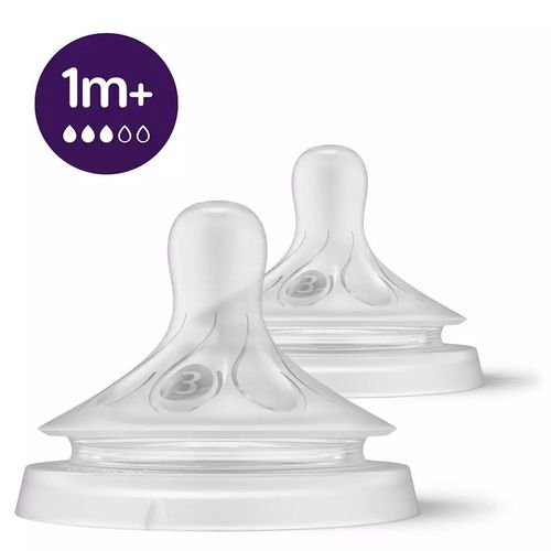 Lot De 2 Tétines Natural 3.0 1 Mois+ Débit Lent - Philips Avent