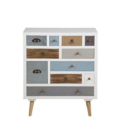 Commode 11 Tiroirs 70x32x81 Cm Blanc Et Multicolore - Cierna