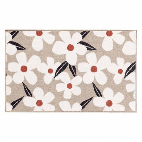 Tapis Antidérapant - 50x80 Cm - Fleurs - Naturel Naturel
